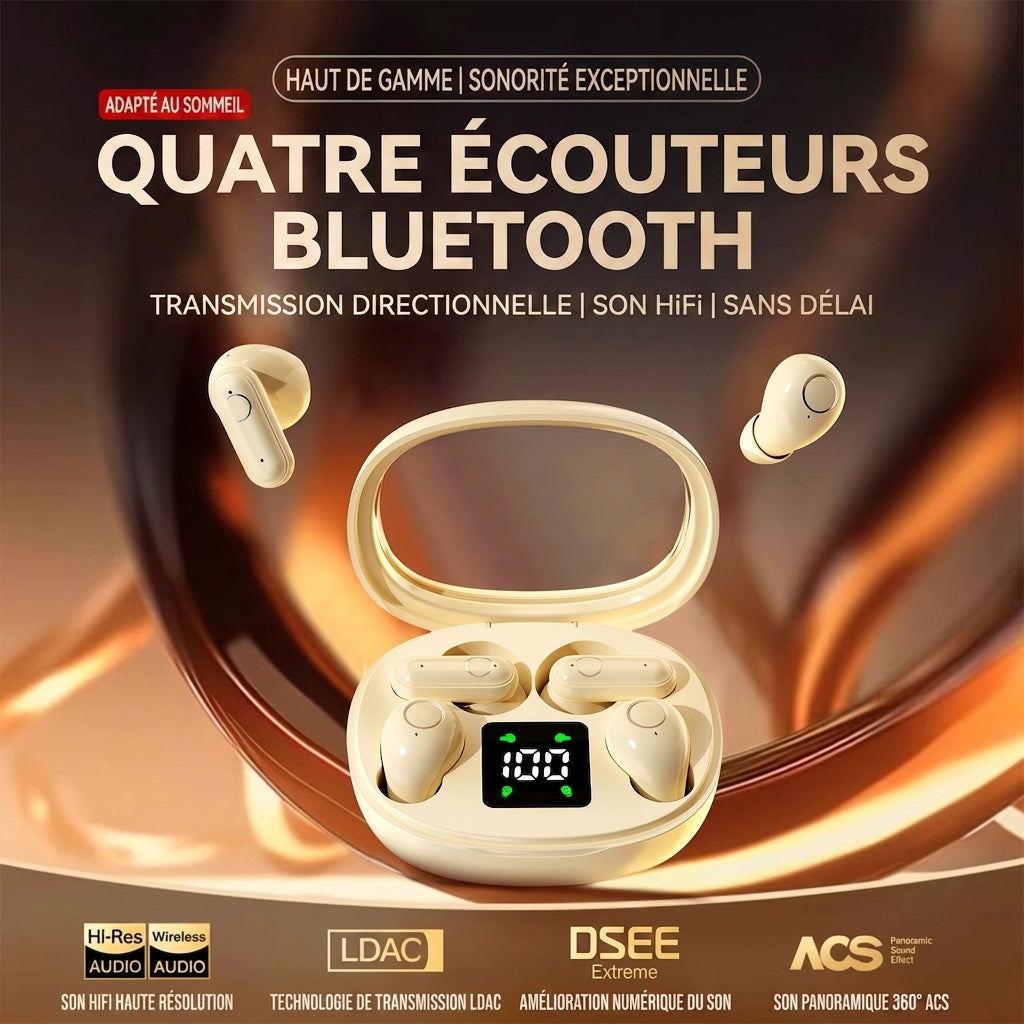 Écouteurs sans fil Bluetooth intra-auriculaires confortables discrets autonomie longue durée