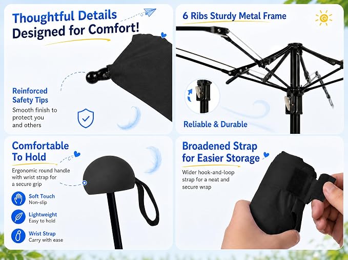 Mini parapluie de voyage anti-UV avec étui