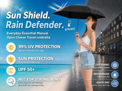 Mini parapluie de voyage anti-UV avec étui