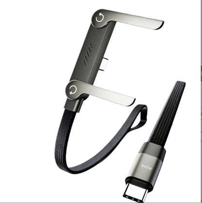 Charge Ultra-Rapide 240W, avec Câble Plat Tissé Durable, Support de Téléphone Pliable Intégré,