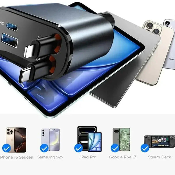 Chargeur de voiture rétractable 4 en 1